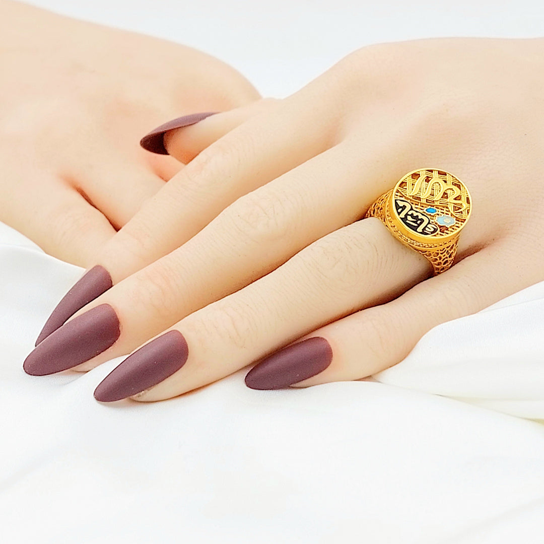 Enameled Deluxe Ring Made of 21K Gold by Saeed Jewelry 