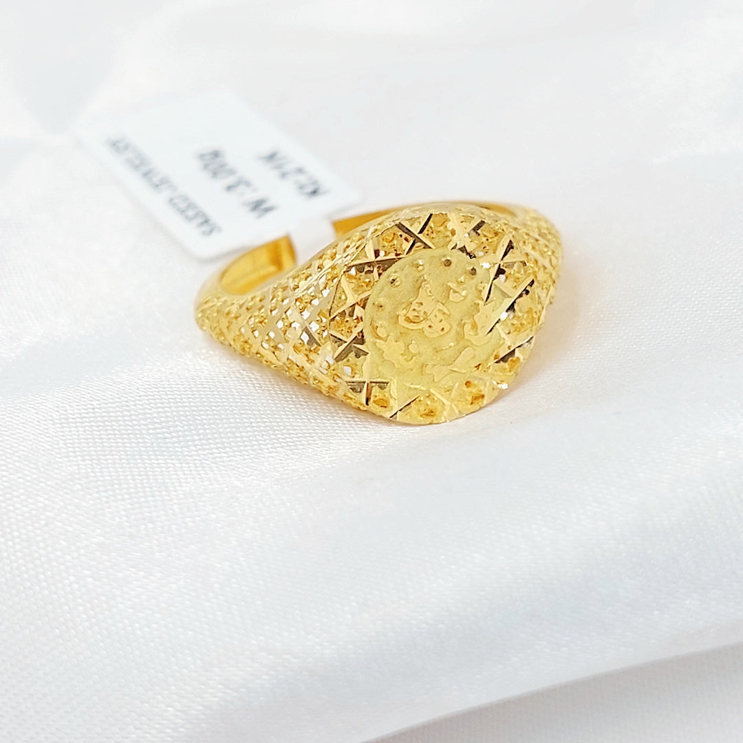 Rashadi Engraved Ring Made of 21K Gold by Saeed Jewelry 