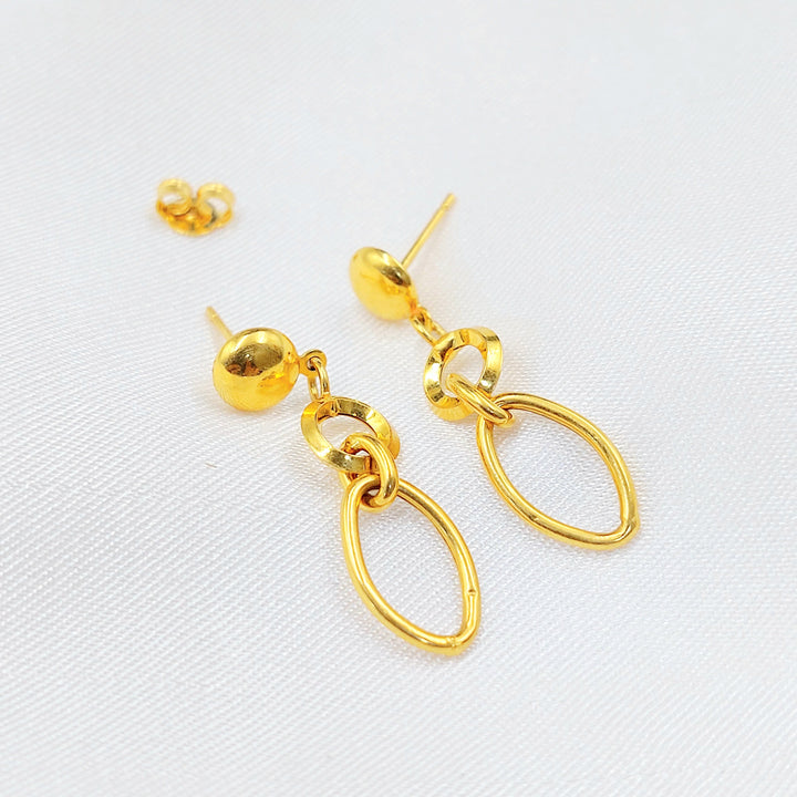 21K Gold Oval Drop Earrings