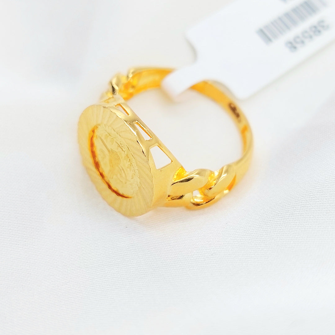 21K Gold Ottoman Coin-Inspired Ring with Red Accents