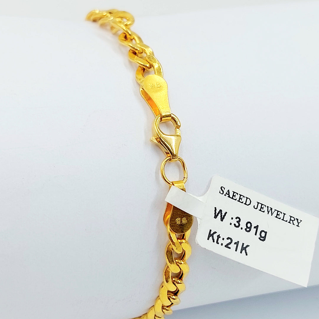 Flat Cuban Links Bracelet Made of 21K Gold by Saeed Jewelry 