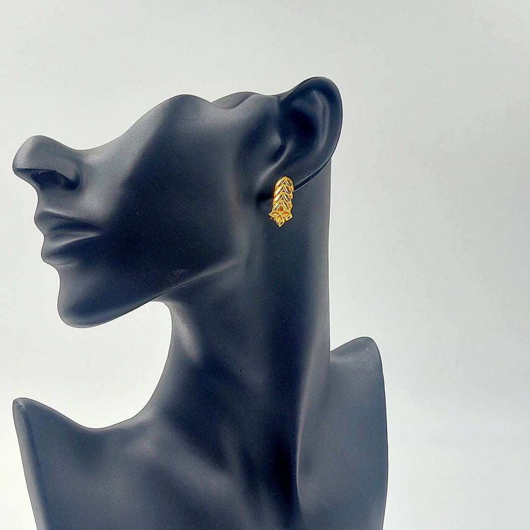 Deluxe Leaf Earrings Made of 21K Gold by Saeed Jewelry 