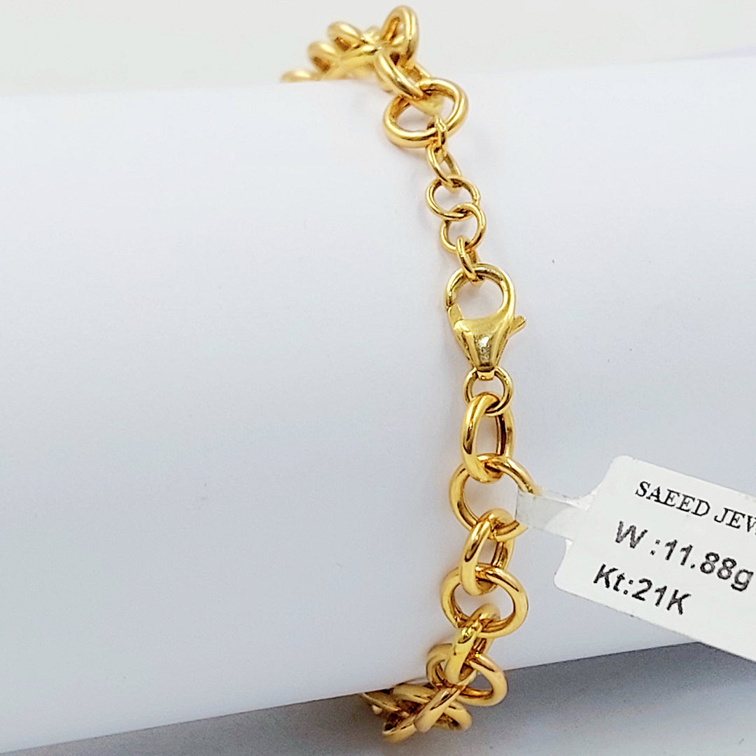 Zircon Studded Cuban Links Bracelet Made of 21K Gold by Saeed Jewelry 