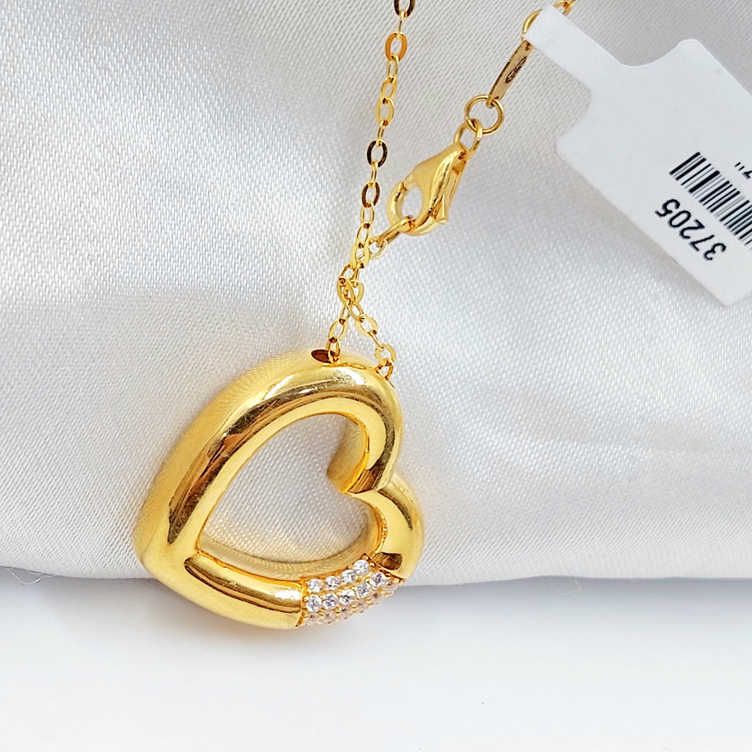 Zircon Studded Heart Necklace Made of 21K Gold by Saeed Jewelry 