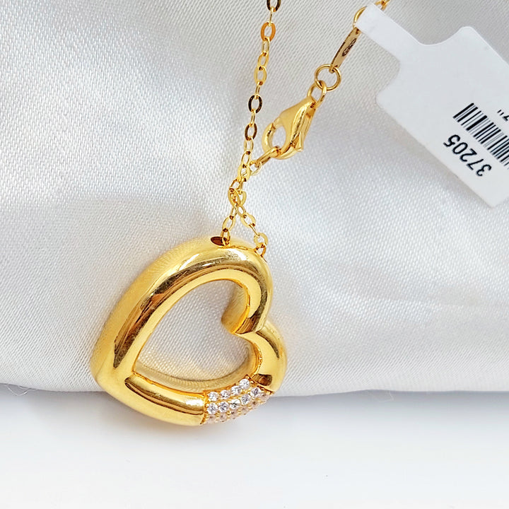 Zircon Studded Heart Necklace Made of 21K Gold by Saeed Jewelry 