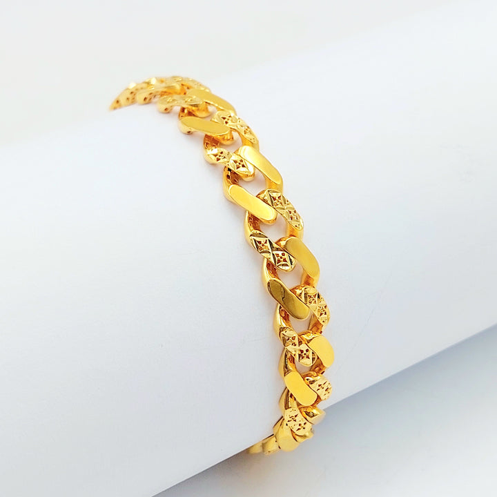 21K Gold Filigree Cuban Link Bracelet