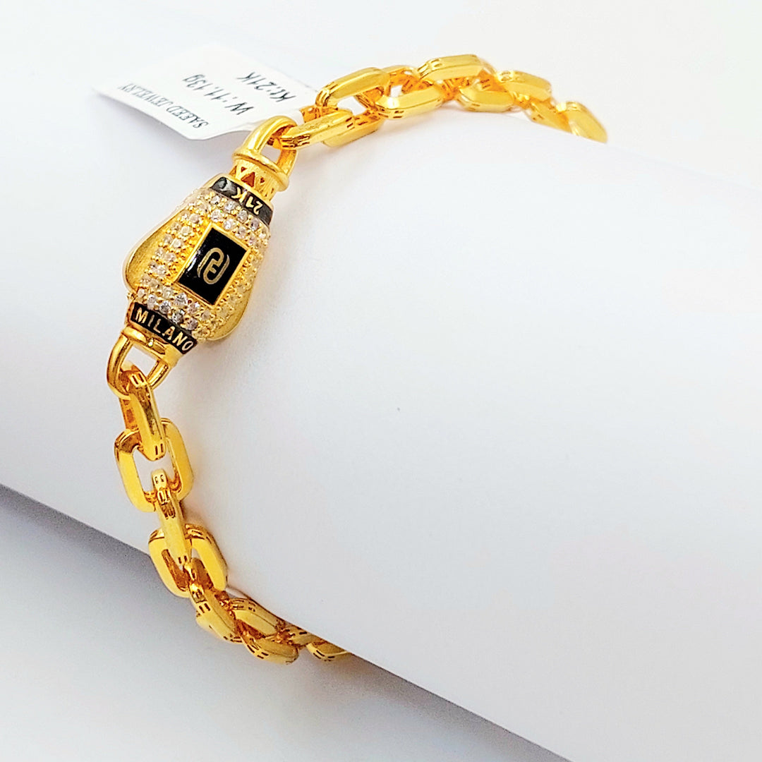 Zircon Studded Paperclip Bracelet Made of 21K Gold by Saeed Jewelry 