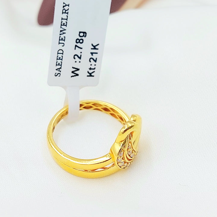21K Gold Knot Ring with Clear Accents