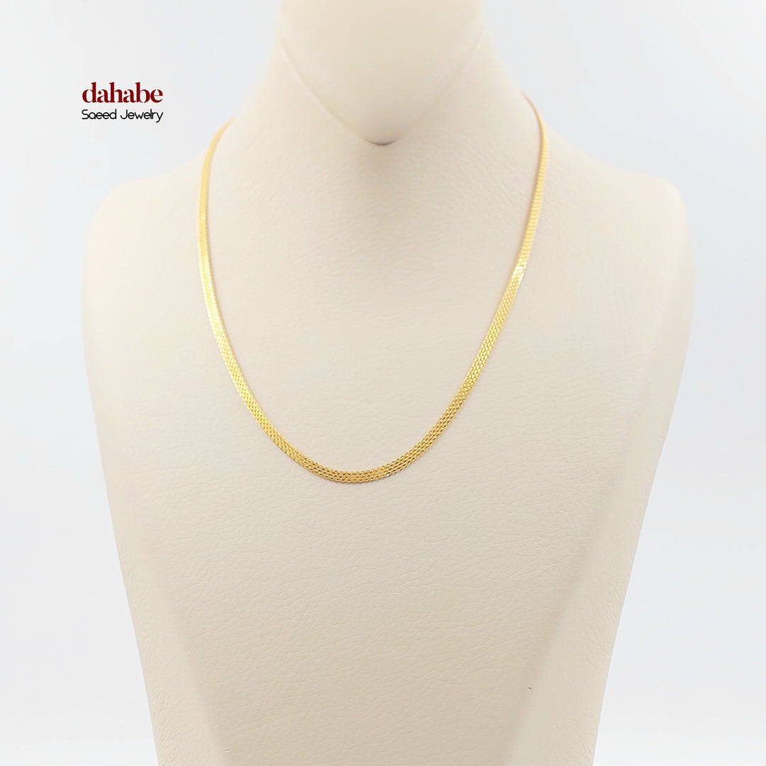 21K Gold 3mm Flat Chain Necklace