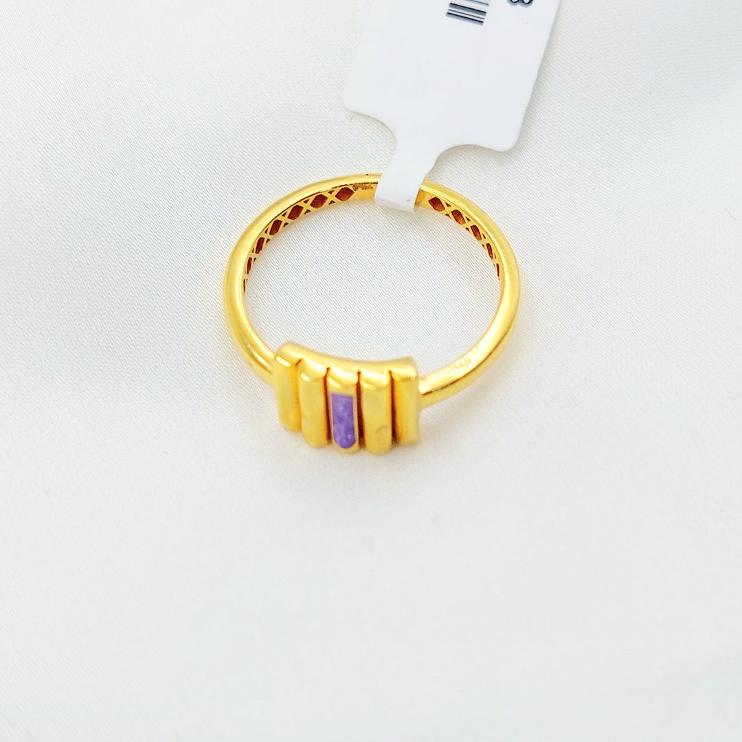 21K Gold Purple Accent Bar Ring