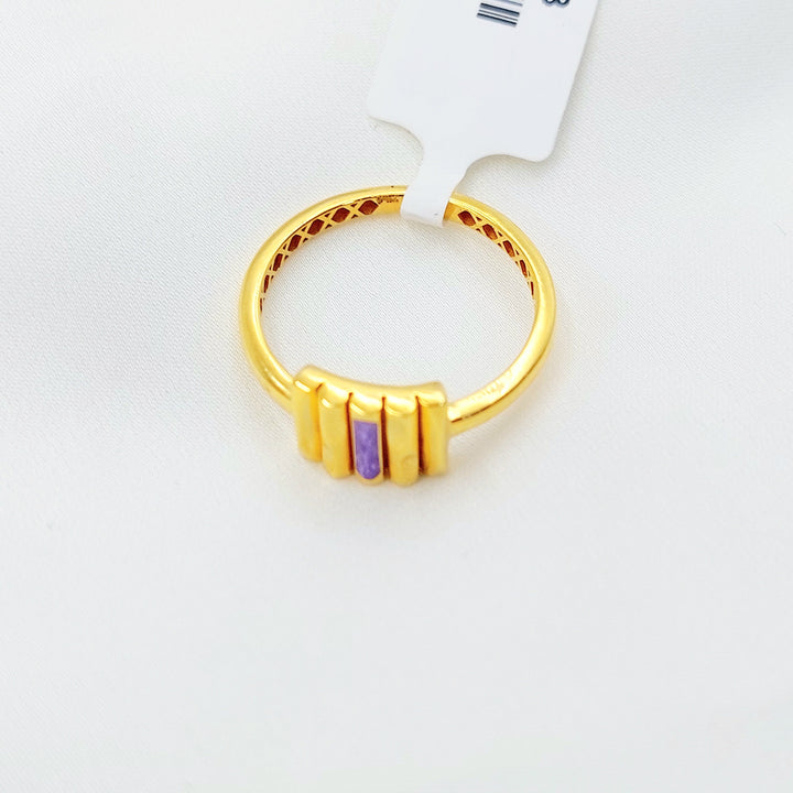 21K Gold Purple Accent Bar Ring