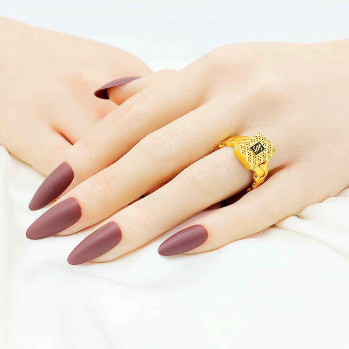 21K Gold Cuban Link Signet Ring