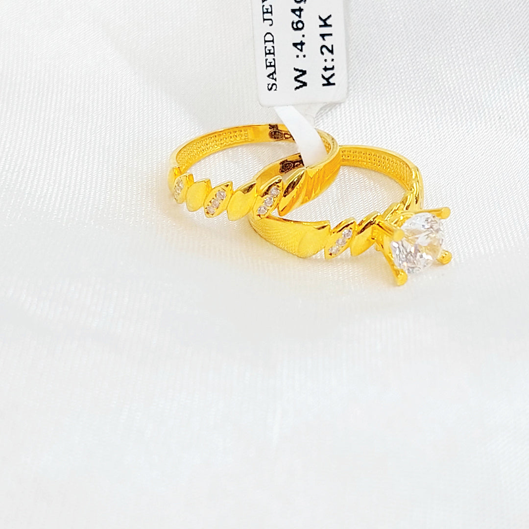 Zircon Studded Twins Wedding Ring