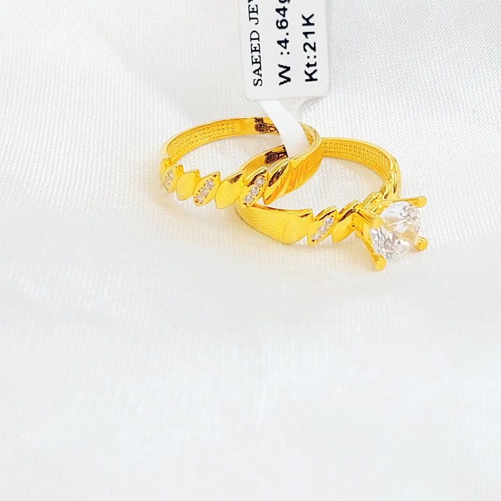 Zircon Studded Twins Wedding Ring