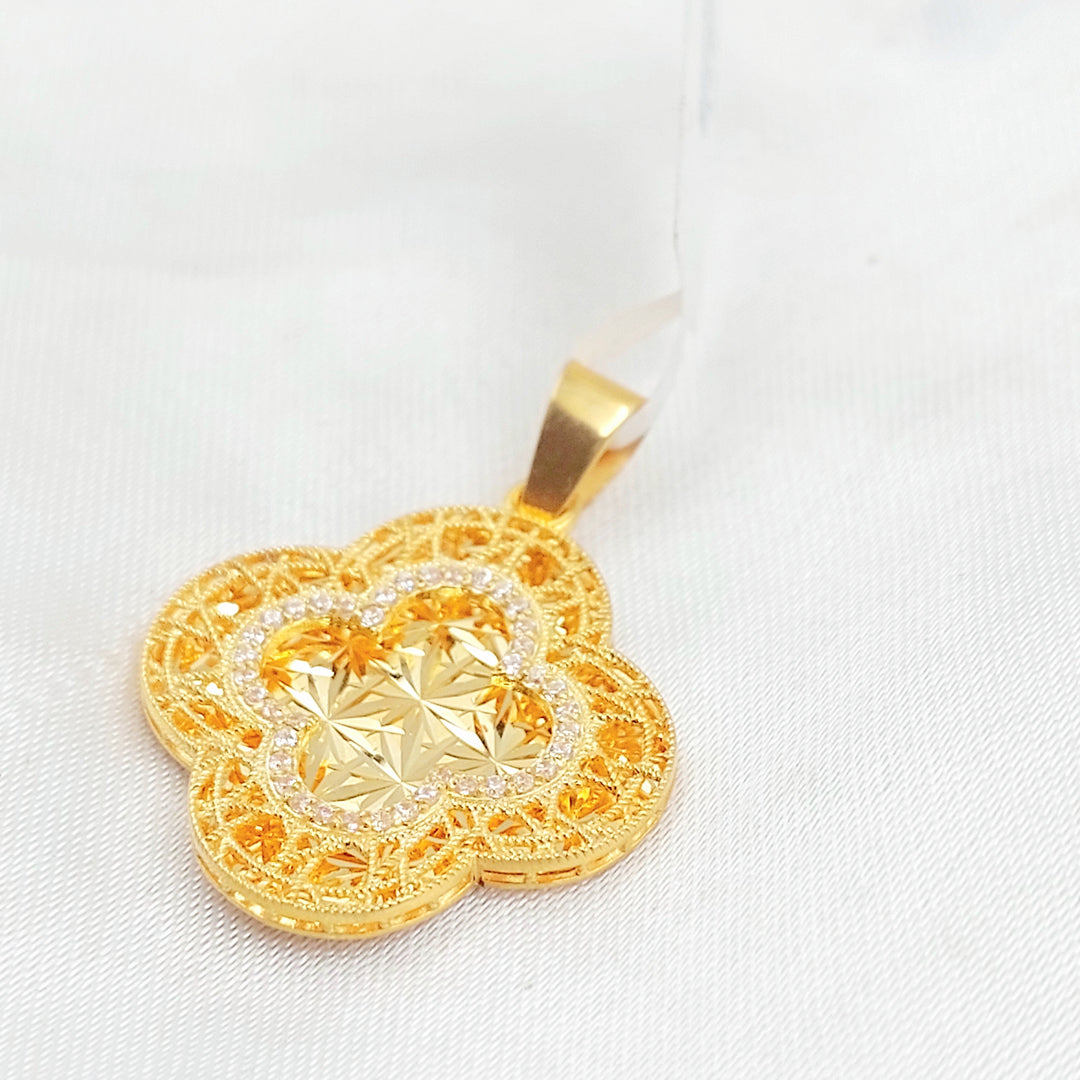 Zircon Studded Rose Pendant Made of 21K Gold by Saeed Jewelry 