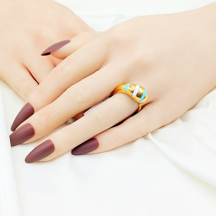 21K Gold Blue and White Accent Ring