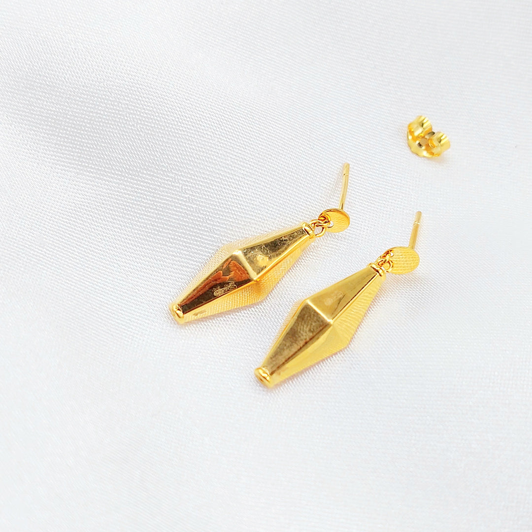 21K Gold Faceted Drop Earrings