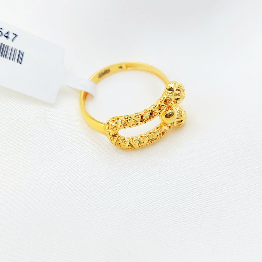 21K Gold Ball-End Textured Ring