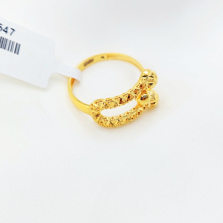 21K Gold Ball-End Textured Ring