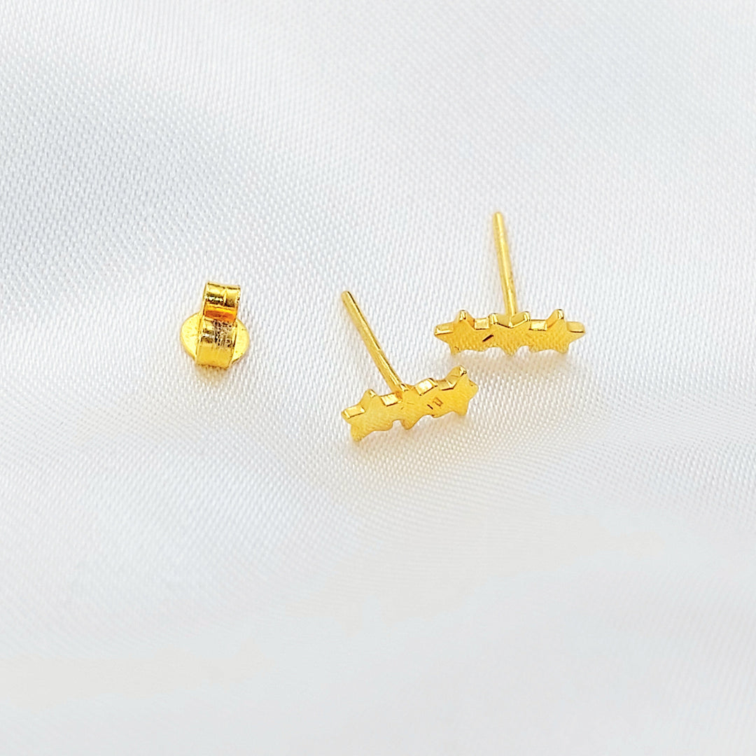 21K Gold Triple Star Stud Earrings