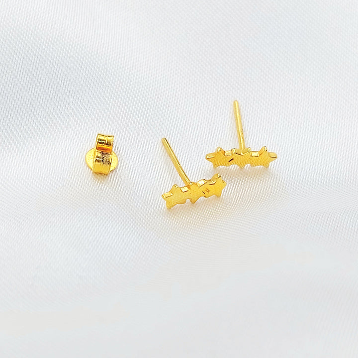 21K Gold Triple Star Stud Earrings
