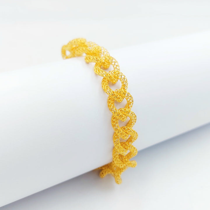 Engraved Cuban Links Bracelet Made of 21K Gold by Saeed Jewelry 