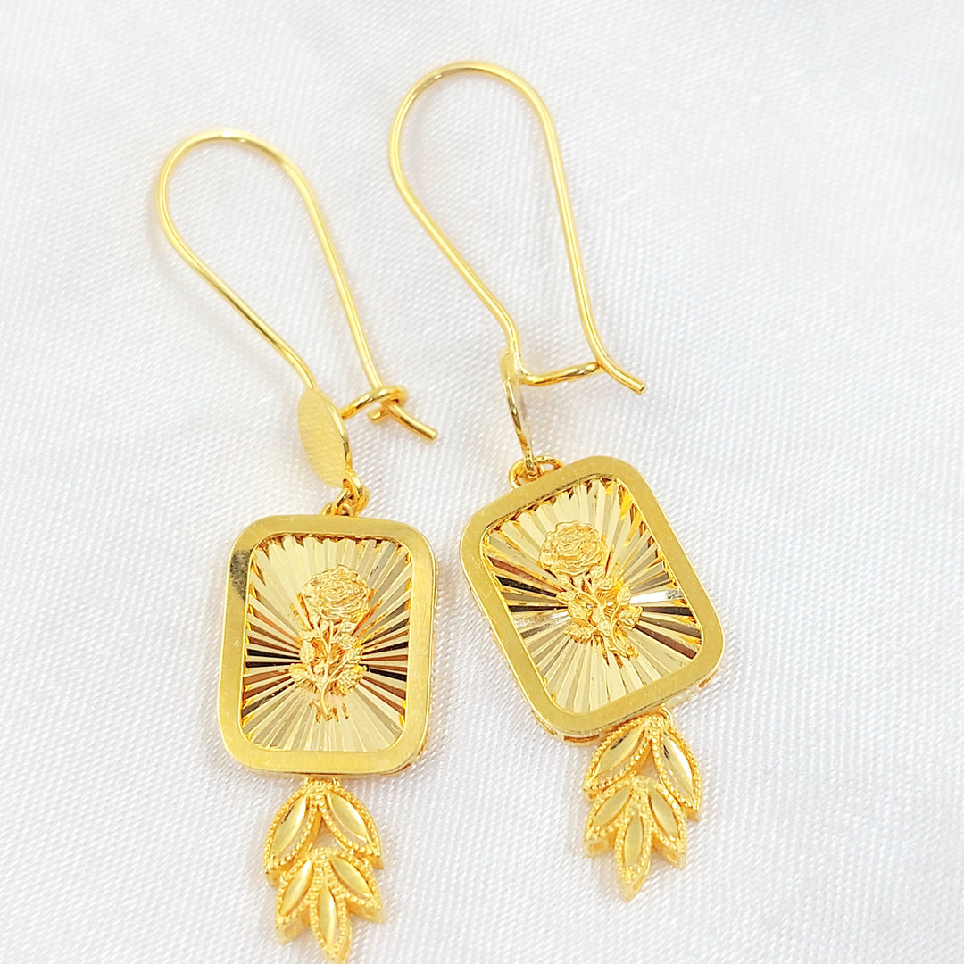 Ounce Shankle Earrings Made of 21K Gold by Saeed Jewelry 