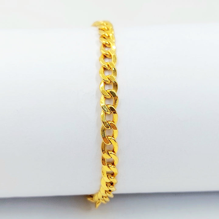 Flat Cuban Links Bracelet Made of 21K Gold by Saeed Jewelry 