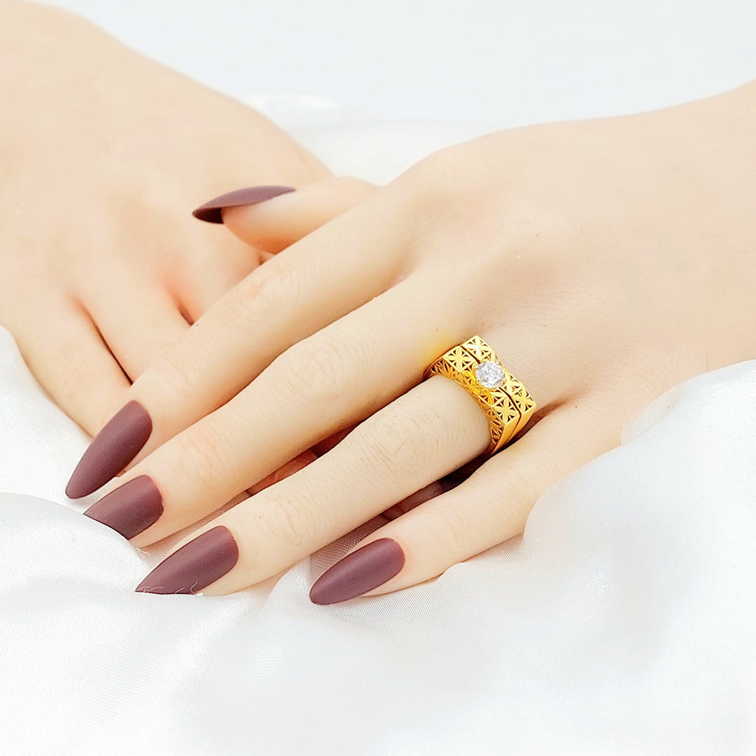 21K Gold Floral Bridal Ring Set