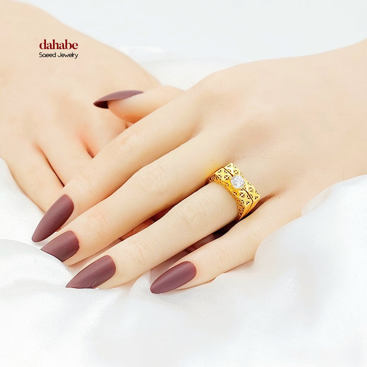 21K Gold Floral Bridal Ring Set