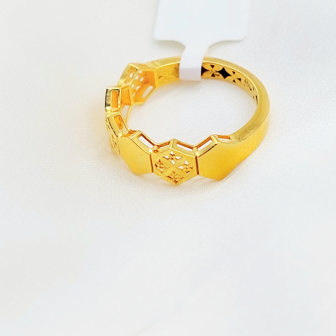 21K Gold Geometric Openwork Ring