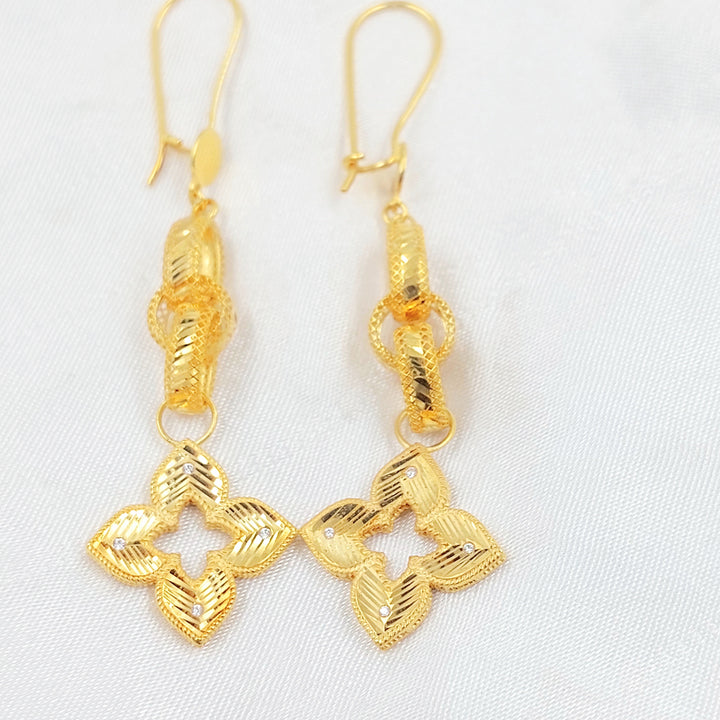 Rose Shankle Earrings Made of 21K Gold by Saeed Jewelry 