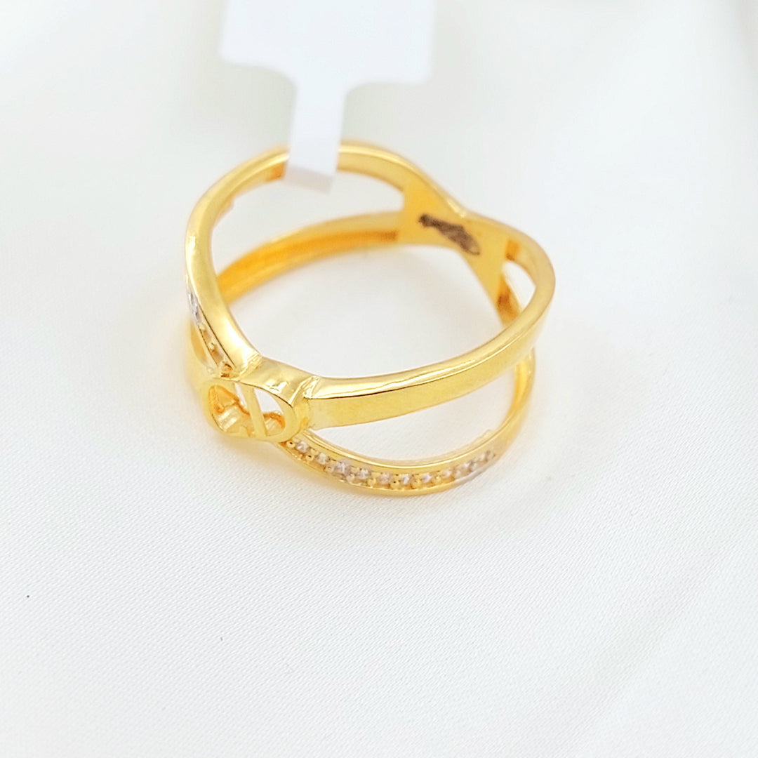 Zircon Studded X Style Ring Made of 21K Gold by Saeed Jewelry 
