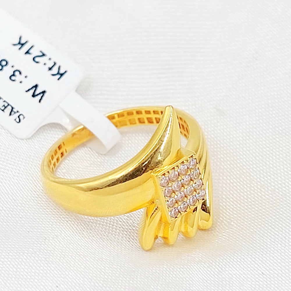Zircon Studded Deluxe Ring Made of 21K Gold by Saeed Jewelry 