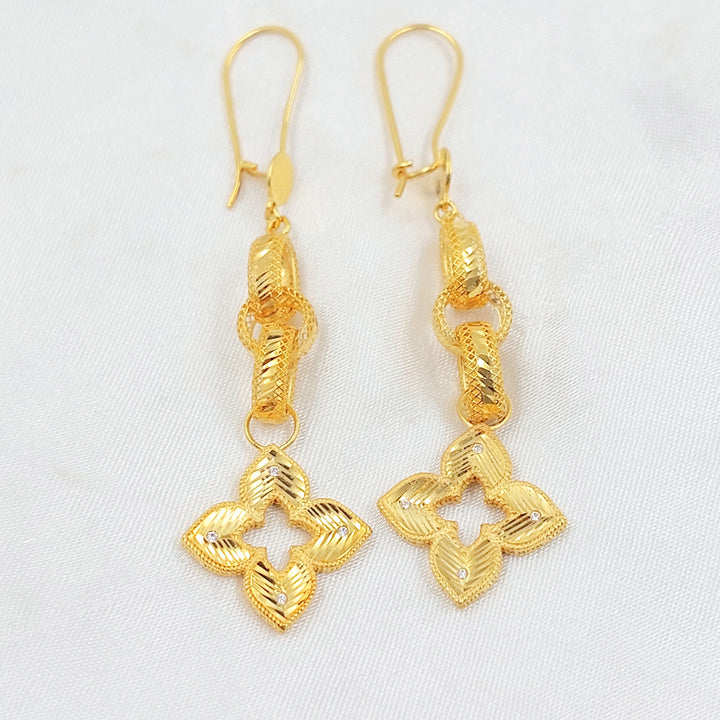 Rose Shankle Earrings Made of 21K Gold by Saeed Jewelry 