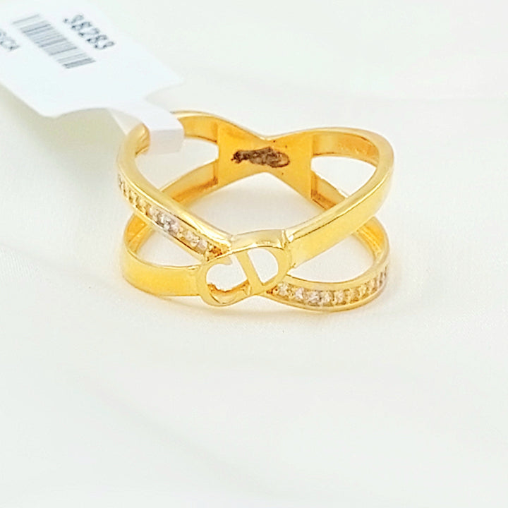 Zircon Studded X Style Ring Made of 21K Gold by Saeed Jewelry 