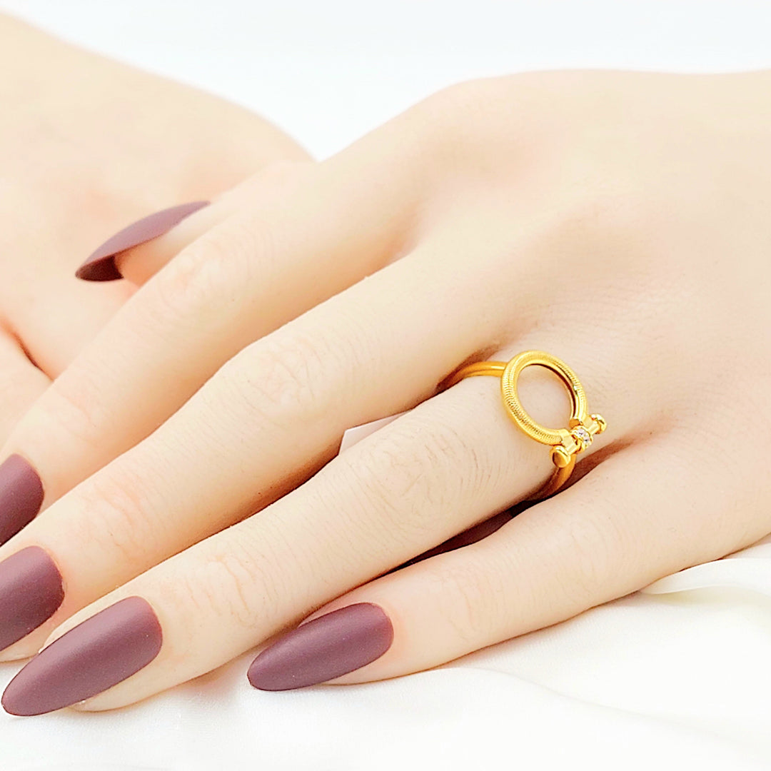 Zircon Studded Deluxe Ring Made of 21K Gold by Saeed Jewelry 