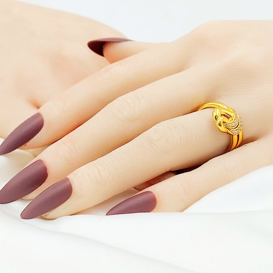 21K Gold Knot Ring with Clear Accents