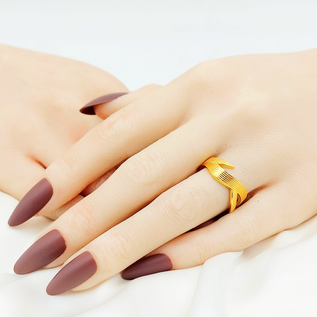 21K Gold Ribbed Crossover Ring