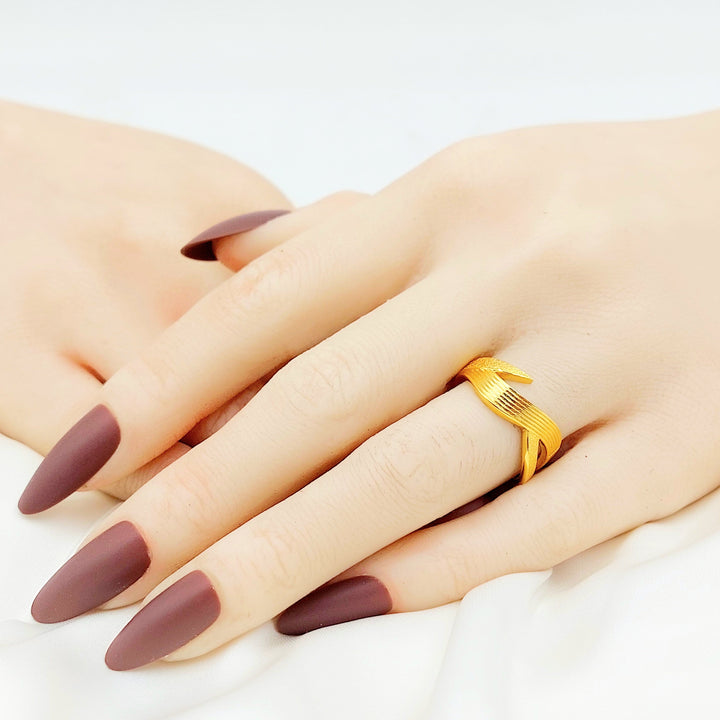 21K Gold Ribbed Crossover Ring