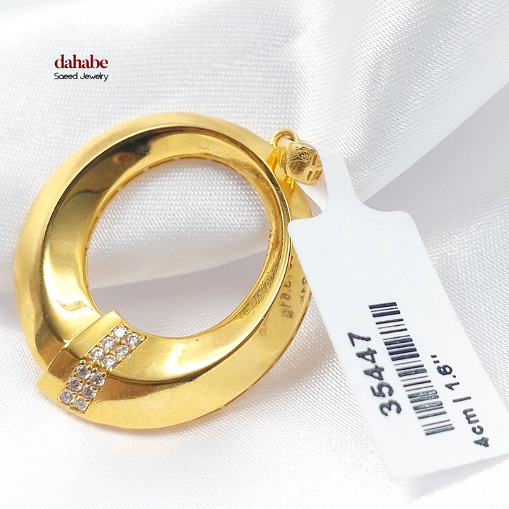 21K Gold Round Zircon Pendant