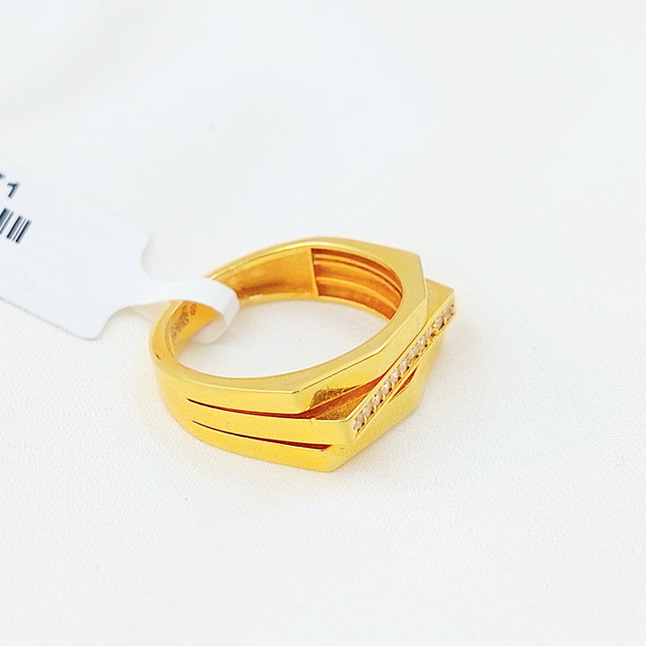 Zircon Studded Deluxe Ring Made of 21K Gold by Saeed Jewelry 