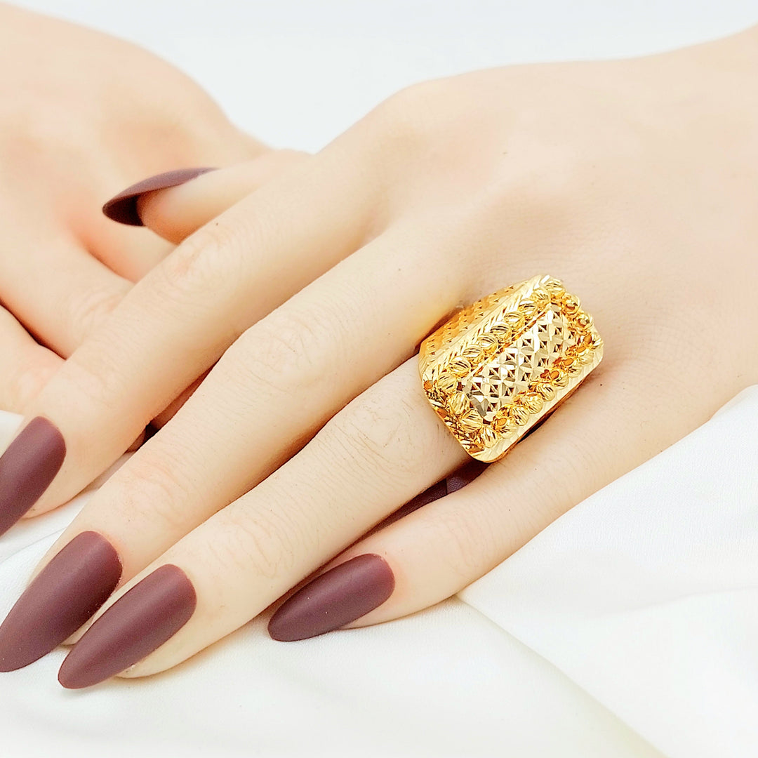 21K Gold Textured Statement Ring