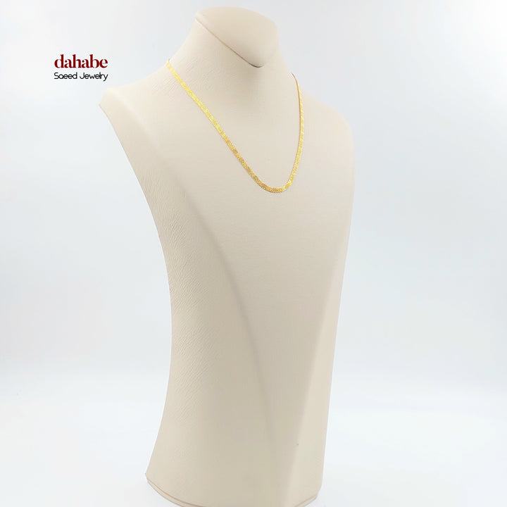 21K Gold 3mm Flat Chain Necklace
