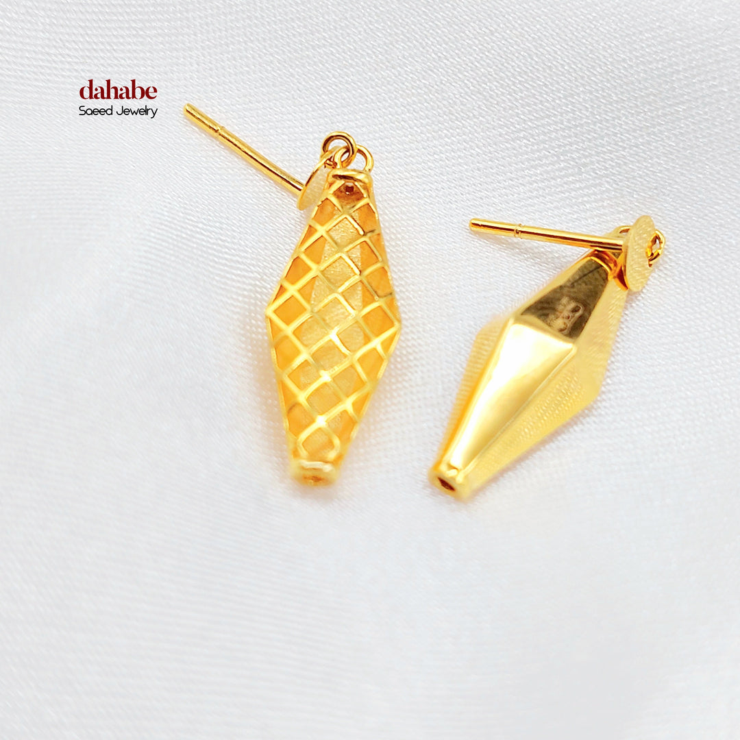 21K Gold Faceted Drop Earrings