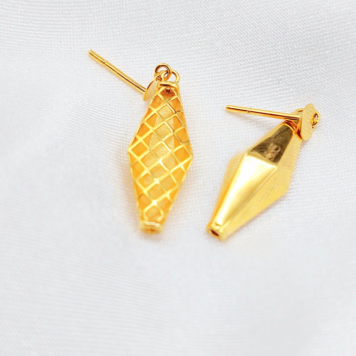21K Gold Faceted Drop Earrings