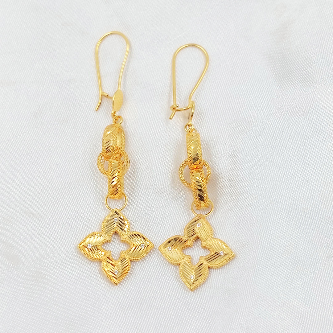 Rose Shankle Earrings Made of 21K Gold by Saeed Jewelry 