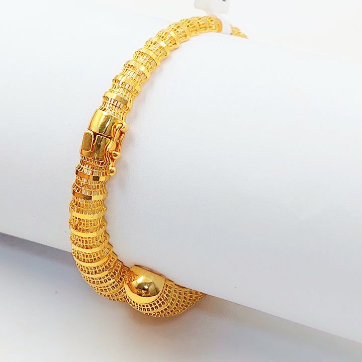 Balls Engraved Bangle Bracelet Made of 21K Gold by Saeed Jewelry 