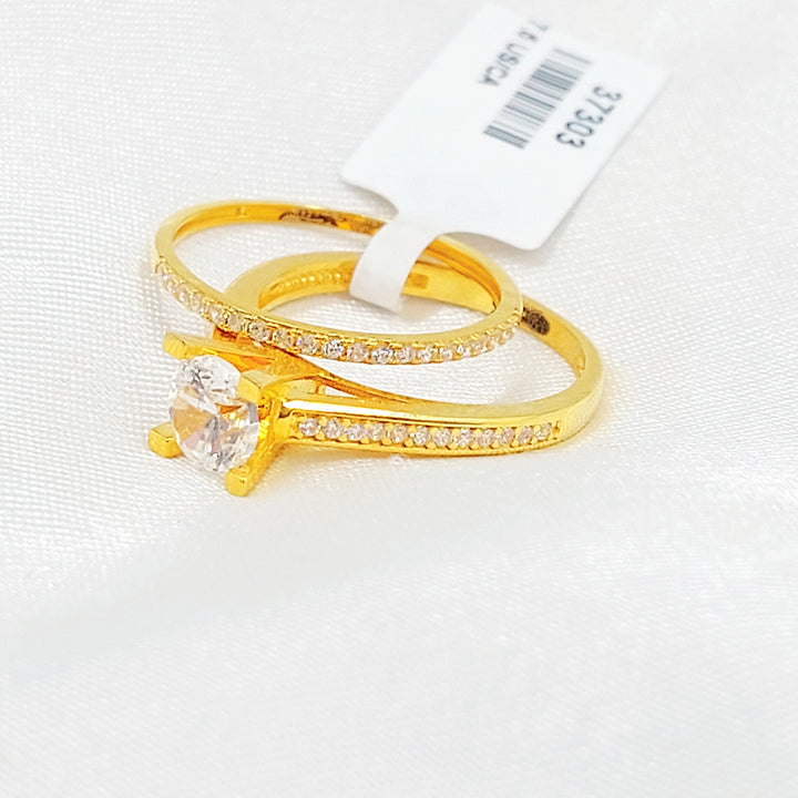 Zircon Studded Twins Wedding Ring