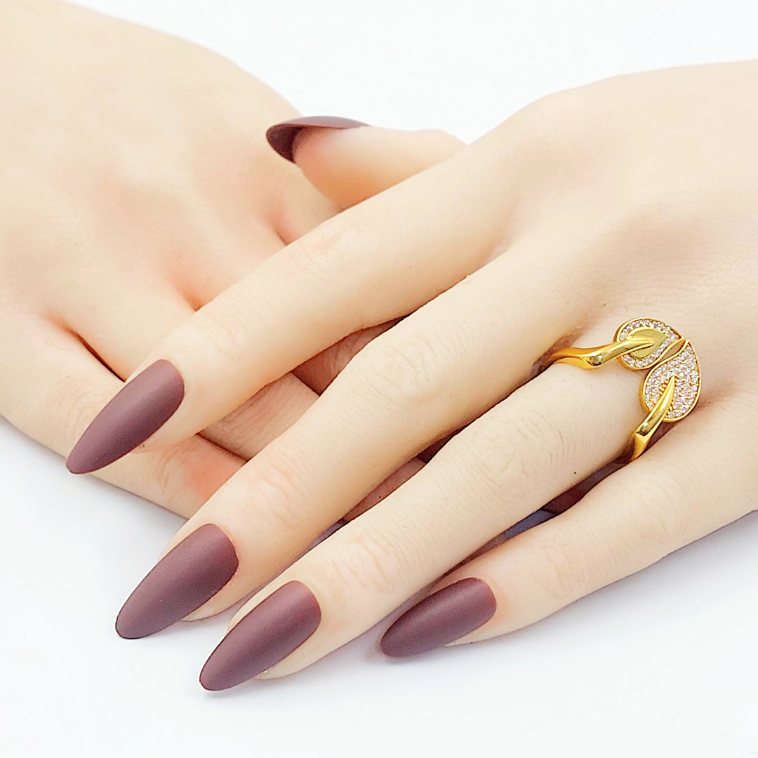 Zircon Studded Almond Ring